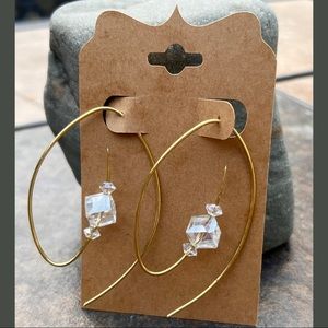 Handcrafted Crystal & Brass Hoop Earrings